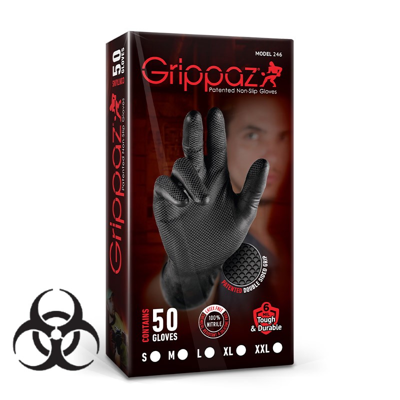 Grippaz Black Semi Disposable Nitrile Gloves Health And Care