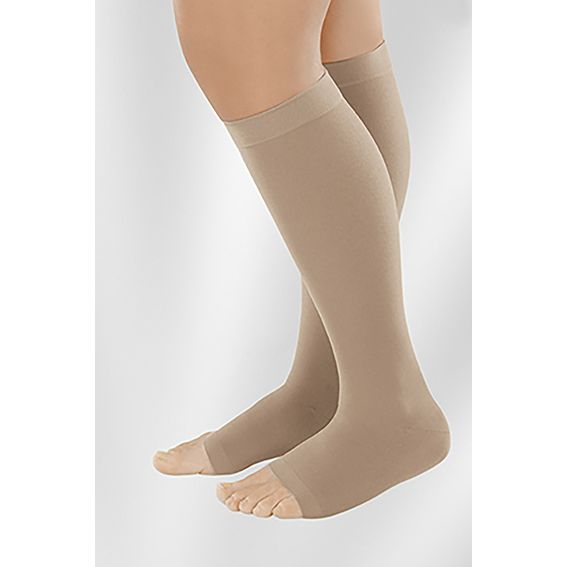 Juzo Dynamic Class 2 Sesame Knee High Compression Stockings With Open Toe Sports Supports 