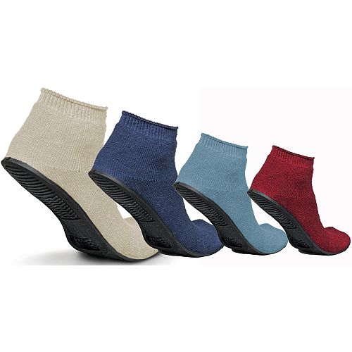 Medline Terry Cloth Sure Grip Rubber Sole Slipper Socks 