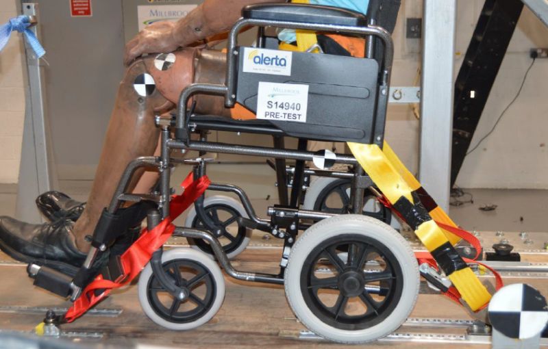 Alerta Car Transit Wheelchair secured during testing