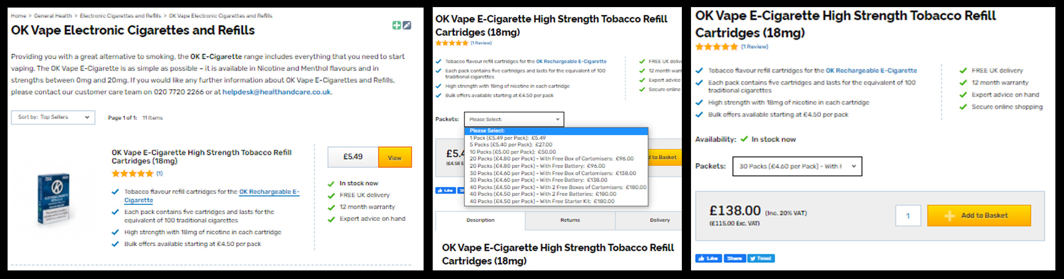 Discount Codes and Money Off OK Vape Refills Health and Care