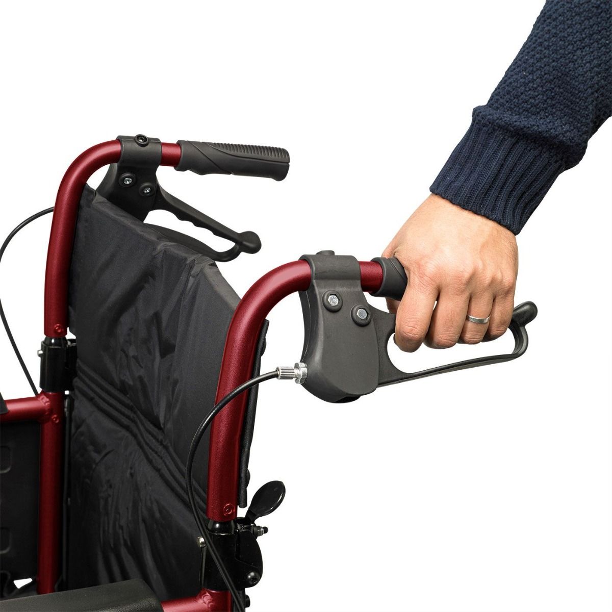 The Days Wide Width Escape Lite Wheelchair features attendant-operated brakes