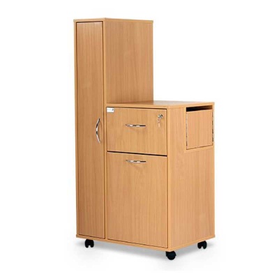 Bristol Maid Beech Bedside Cabinet with Left-Hand Wardrobe (Cupboard and Lockable Flap)