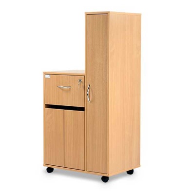 Bristol Maid Beech Bedside Cabinet with Right-Hand Wardrobe (Cupboard and Lockable Flap)