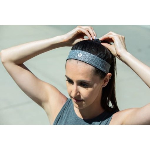 FlipBelt Sports Headband for Men and Women (Heather Grey/Black)
