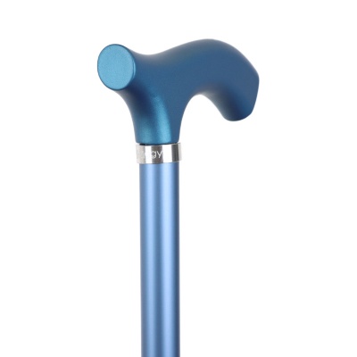 Metallic Blue Adjustable Crutch Handle Lightweight Walking Stick with Matching Ferrule