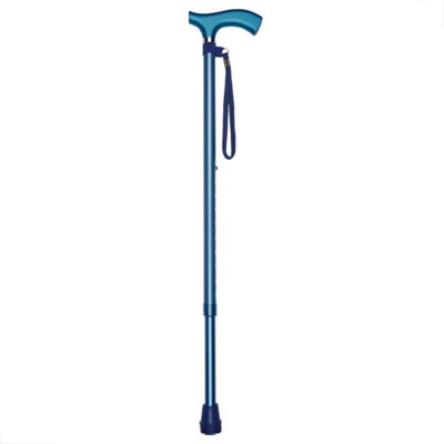 Metallic Blue Adjustable Crutch Handle Lightweight Walking Stick with Matching Ferrule