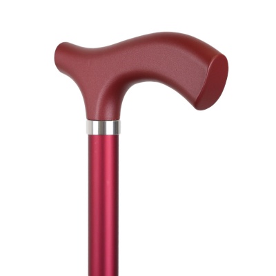 Metallic Red Height-Adjustable Lightweight Walking Stick with Matching Ferrule