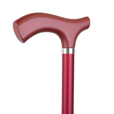 Metallic Red Height-Adjustable Lightweight Walking Stick with Matching Ferrule