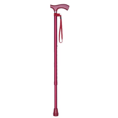 Metallic Red Height-Adjustable Lightweight Walking Stick with Matching Ferrule