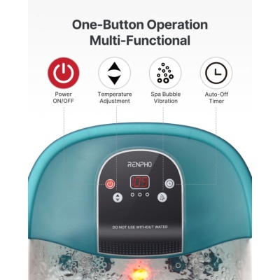 RENPHO Vibrating and Massaging Heated Foot Spa with Bubbles