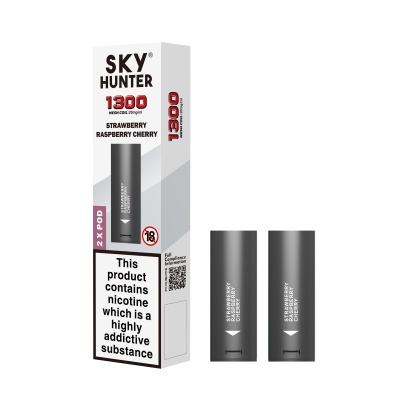 Sky Hunter 1300 Strawberry Raspberry Cherry Twist Slim Vape Pods (20mg)