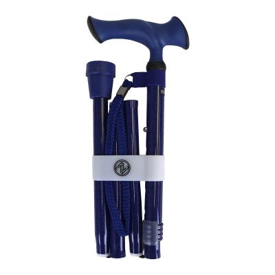 Ziggy Blue Ergonomic Gel Handle Folding Walking Stick