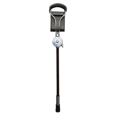 Adjustable Brown Promenade Walking Seat Stick with  Interchangeable Rubber or Spiked Ferrule