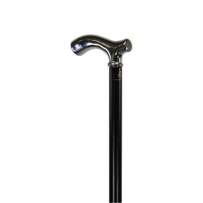 Chrome Plated Fritz Handle Black Beechwood Cane