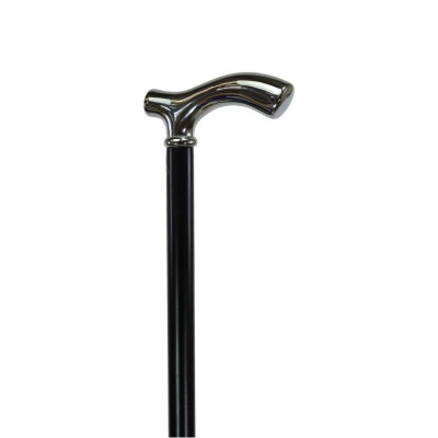 Chrome Plated Fritz Handle Black Beechwood Cane