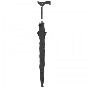 Black Crutch-Handle Adjustable Walking Stick Umbrella