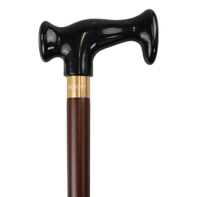 Black Escort Crutch Handle Wooden Walking Stick