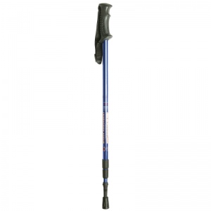 Blue Height-Adjustable Hiking Pole with Contoured Handle