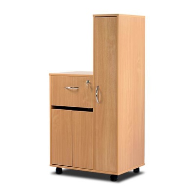 Bristol Maid Beech Bedside Cabinet with Right-Hand Wardrobe (Cupboard and Lockable Drawer)