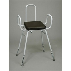 Fixed Frame Percher Stool With Armrests and Back