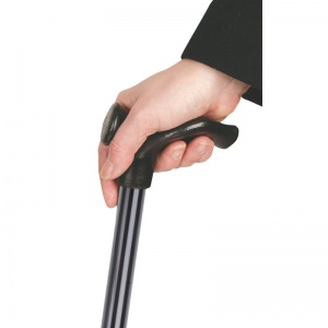 Adjustable Anatomical Black Aluminium Walking Stick