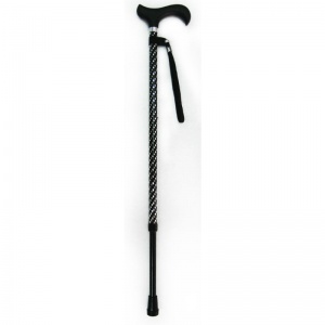 Height-Adjustable Sassy Black Engraved Derby Walking Stick