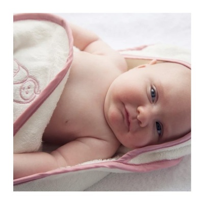 Cuddledry Hands-Free Original White and Pink Baby Bath Towel