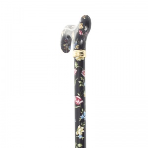 Derby Tea Party Extending Black Floral Cane