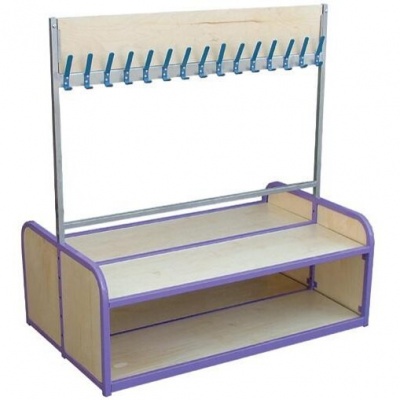 School Cloakroom Double-Sided Coat Rack and Storage Bench