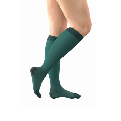 FitLegs - Open-Toe Compression Stocking - 18mmHg AES DVT Prevention - Thigh  High, Small, Green : : Health & Personal Care