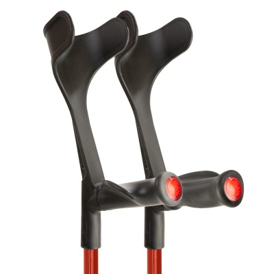 Flexyfoot Comfort Grip Open Cuff Red Crutches (Pair)