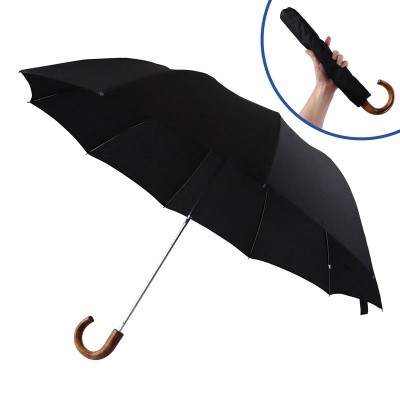 Fox Umbrellas TEL1 Maple Crook Handle Black Umbrella