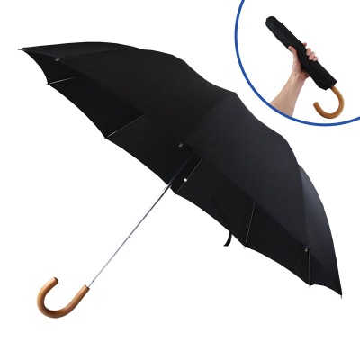 Fox Umbrellas TEL3 Malacca Crook Handle Black Umbrella