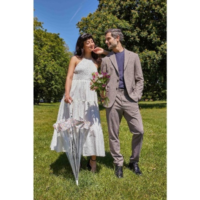 Fulton Birdcage Clear Dome Umbrella (Wedding Floral Border)