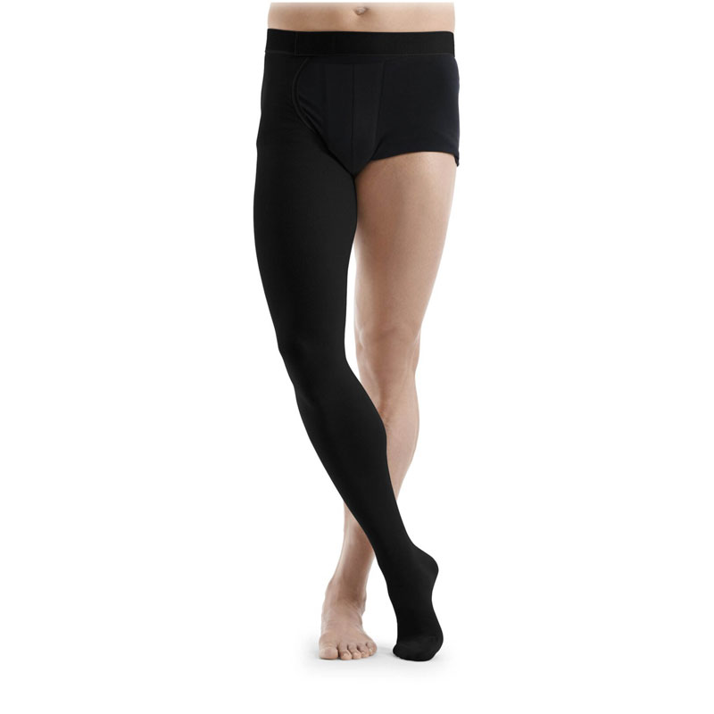 Sigvaris Essential Thermoregulating Unisex Class 3 Thigh Black Compression Stocking with Waist Attachment