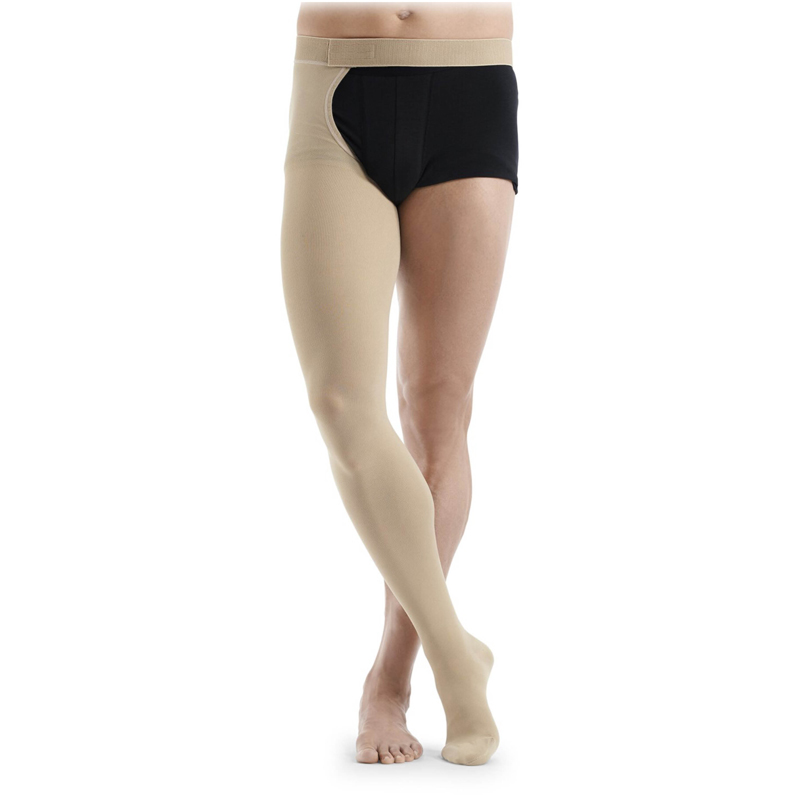 Sigvaris Essential Thermoregulating Unisex Class 3 Thigh Nature Compression Stocking with Waist Attachment