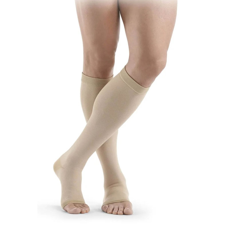 Sigvaris Traditional Unisex Class 3 Knee High Beige Compression Stockings with Open Toe