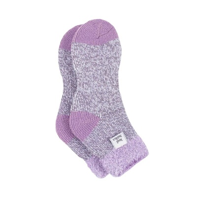 Heat Holders Purple Women's Thermal Fluffy Ankle Socks (Pack of Two Pairs)