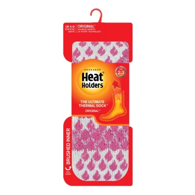 Heat Holders Original Women's Thermal Slipper Socks (Pink/Grey)