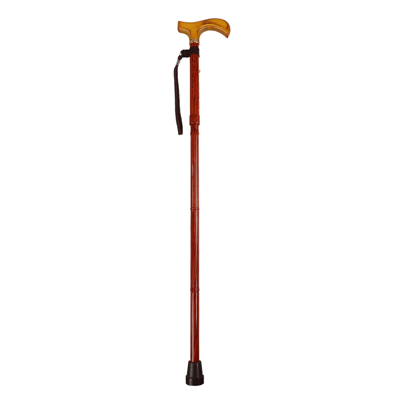 Height-Adjustable Folding Wood Effect Derby Walking Stick