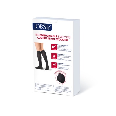 JOBST Opaque Compression Class 1 (18 -  21mmHg) Knee High Navy Closed Toe Compression Garment with Dotted Silicone Band