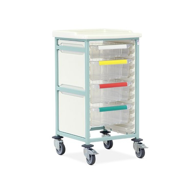 Bristol Maid Mid-Level Single-Column Caretray Trolley (1 Shallow, 3 Deep Trays)