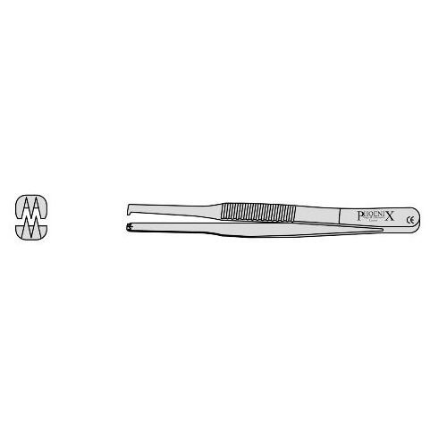 Continental Pattern Dissecting Forceps With 2 Into 3 Teeth And Broad End 130mm Straight (Pack of 10)