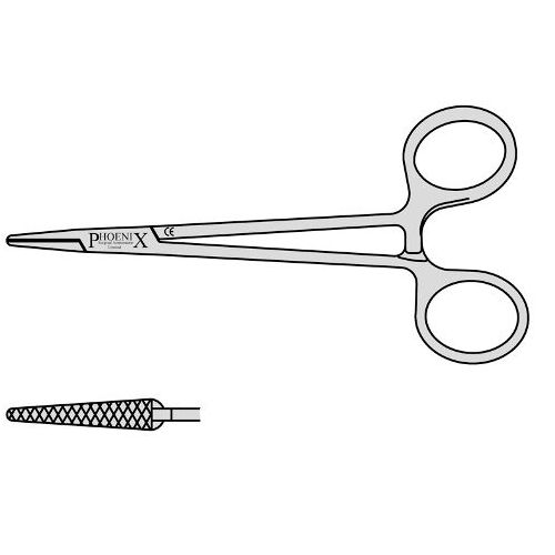 Nievert Needle Holder With Offset Ring For Thumb And Box Joint 130mm Straight