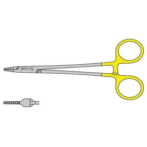 Ryder Needle Holder With Micro French Eye Tungsten Carbide Jaws And Box Joint 150mm Straight