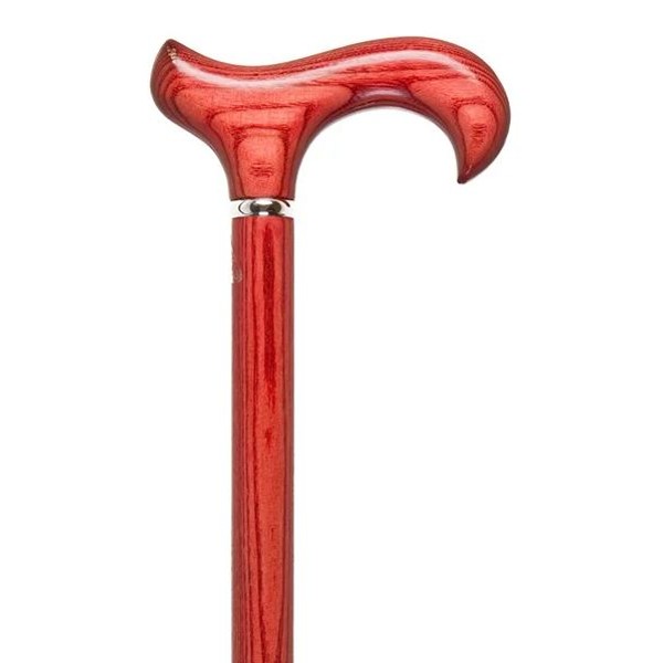 Red Cane w/ Derby Handle and Chrome Collar | Health and Care