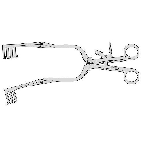 Cone Laminectomy Retractor 3 Into 4 Teeth With Hinged Arms And Ratchet Blunt Teeth 125mm