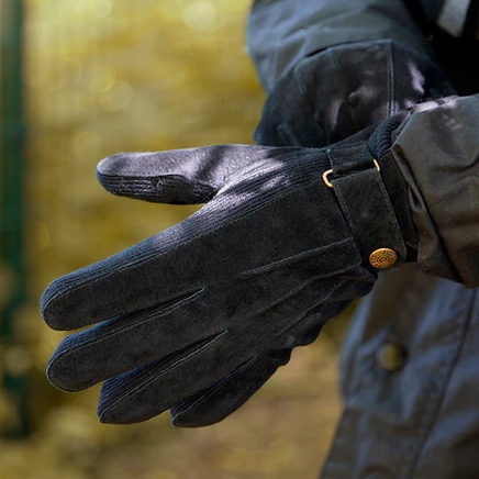 Dents Chester Men's Black Suede Gloves | Health and Care