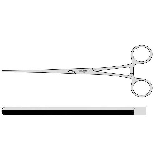 Lane Intestinal Clamp With 100mm Longitudinal Serrated Blades And Box Joint 215mm Straight